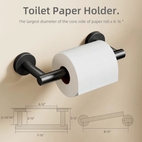 Stainless Steel No-Slip Pivoting Double-Post Toilet Paper Holder Wall Mount Dispenser for Mega Jumbo Rolls, matte black, 3.5in depth