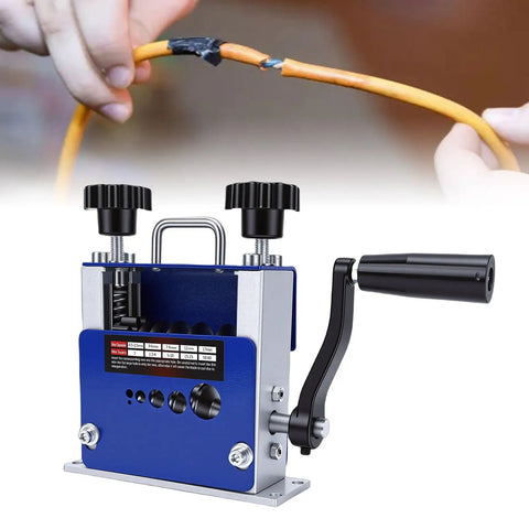 Essential Versatile Electrical Wire Stripping Machine With Spare Cutting Head Supports Hand Crank Or Drill Drive Operation For Cables, close-up view.