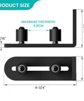 Adjustable Sliding Barn Door Floor Guide With Flat Bottom Design In Black 1 Piece Heavy Duty Steel Rail Nylon Roller dimensions