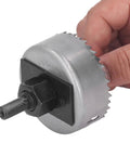 FTVOGUE Heavy Duty Hole Saw Kit W 5 Sizes Cuts Metal Plastic Wood Like A Champ For DIY Pros Using Sharp Steel Cutters With Extender And Hex Wrench 64mm hole saw with arbor in hand