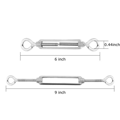 M6 Eye And Eye Turnbuckle Built Tough Adjustable Cable Tensioner Hella Durable Rigging End Fitting with 6 and 9 inch lengths.