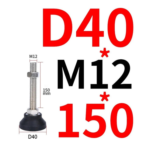 Adjustable Furniture Leveling Feet With Swivel Base And M12 Thread Carbon Steel Nylon Build for stability, featuring M12 thread and 150 mm height.