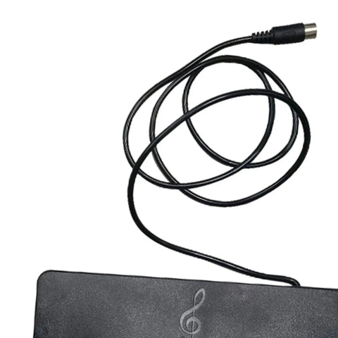 Three-Foot Pedal Unit For Digital Pianos And Keyboards With Universal 5-Pin Round Interface, cable and non-slip base.