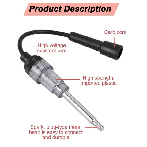Straight-Boot Inline Spark Plug Tester For Cars, Trucks, Motorcycles And Outdoor Power Equipment - Gearhead Ready All-In-One Diagnostic Tool For Lawn Mowers, Chainsaws, Snow Blowers, Generators And More, clear plastic and metal tester