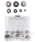 70 Piece Stainless Steel Flat Washer Kit M5 With Silver Gasket Rings For Machinery And Rails To Cut Friction And Shield Screws In Rail Transportation For Heavy Duty Industrial Use in storage case