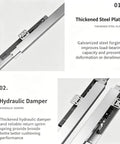 Undermount Drawer Slides 3 Fold Push To Open Soft Close Drawer Runners 24 Inch Heavy Duty Steel with hydraulic damper