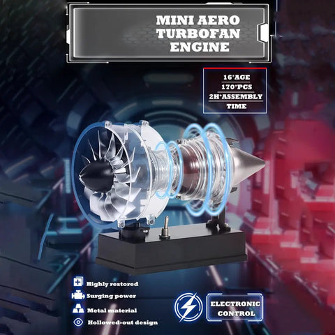 DM122 All Metal Turbofan Engine Kit With 170 Plus Pieces DIY Aviation Model Jet Engine on display, metal materials visible