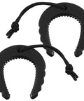 2 Pack Rock Solid Rubber Door Stop Wedges, Non Slip Security Jam Blockers With Heavy Duty Paracord Handles For First Responders, Rapid Emergency Egress And Straight Up Home Privacy, Black, featuring anti-slip design and sturdy paracord handles.
