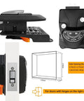 Keyless RV Door Lock With Backlit Keypad And 2 Remote Fobs for travel trailers and campers, shown with dimensions and installation guide