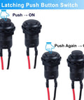 12 Pack 12Mm Latching Push Button Switches Plug And Play SPST On Off Normally Open Pre Wired Dual Voltage 120V 3A 250V 1.5A