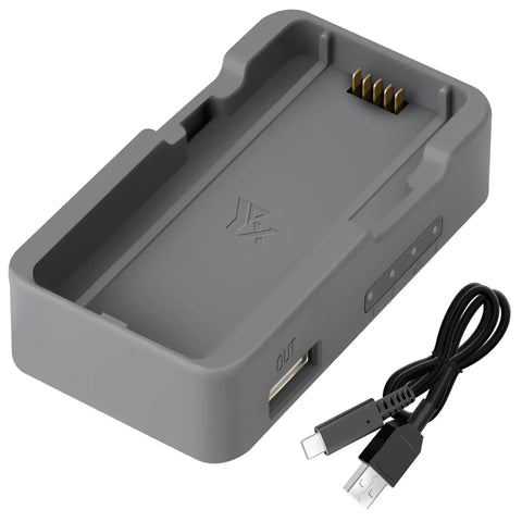 Usb Battery Charger For Neo 2 Drone Single Charging Hub Fast Charge Station With Cable, grey compact design, top view with connectors
