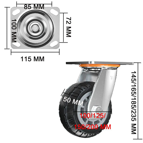 Beefy Heavy Duty Caster Wheels Top Plate Swivel Casters With Solid Rubber Puncture Proof Wheels for furniture and workbenches