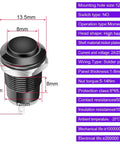 6 Pack 12mm Momentary Push Button Switches Raised Head Cable Aluminum Alloy 1NO Waterproof IP65 12V 24V 36V 110V 250V No LED Black Shell for DIY Projects, Arcade Cabinets and Electronics, black push button switch with 12mm mounting hole and dimensions
