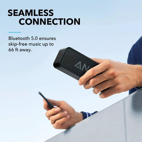 Person holding Upgraded Bluetooth Speaker With IPX5 Waterproof, Rich Stereo Sound, Deep Bass, And 24 Hour Playtime, Black