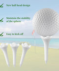 50 Pack Plastic Golf Tees 1.5 Inch Short Tees for irons, par threes, hybrids, driving range use, shown with golf ball.