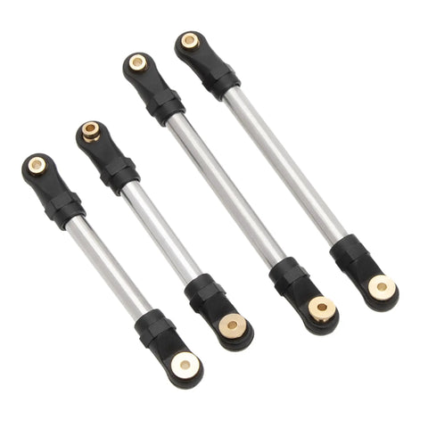 Beefed Up High Clearance SCX24 Chassis And Steering Link Upgrade Set For Axial SCX24 C10 Bronco Wrangler 1 24 RC Crawler Aluminum Brass Pivot Balls And Nylon Rod Ends Three Material Options Including Brass Aluminum Titanium, 4 link rods