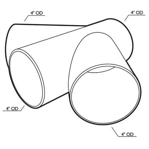 Diagram of 3 Way Dust Collection Hose Junction with Blast Gate for 4 Inch Dust Collectors Adds Two Branches to Your System