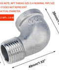 2-pack stainless steel 90-degree elbow pipe fitting, 1/2 NPT, female x male.