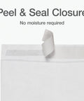 Self Sealing Tyvek Mailers Built Tough For Real Shipping Protection, Lightweight 14 Lb DuPont Material, Moisture And Tear Resistant 10x13 White Catalog Envelopes, 100 Pack, Perfect For Secure, Protective Shipments showing peel and seal closure