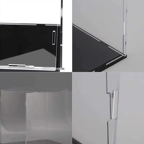 Close-up of Dustproof 3mm Acrylic Display Case For Lego 75396 Desert Airship And Sarlacc Crater Model with corner details