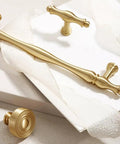 Dope Brass Drawer Handles Set For Kitchen Cabinets And Furniture, Gold Finish, 96 Mm Hole Spacing, French Inspired Modern Pulls