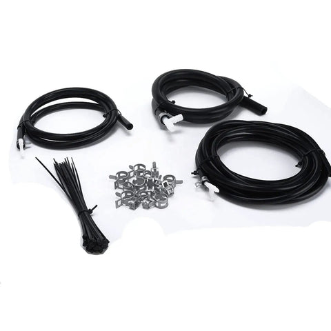 Premium Engine Room Silicone Vacuum Hose Dress Up DIY Kit For All Cars Fits Universal Vehicle Makes Models Black High Grade 60 PSI Heat Resistant Performance Auto Parts Upgrade Your Ride Today With This Durable Rubber Tubing Set. black silicone vacuum hoses with clips