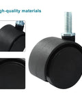 4 Pack 1.5 Inch Black Plastic Swivel Caster Wheels With M8 Threaded Stem Replacement For Chairs And Furniture Without Locking Brakes M8 20mm Threaded, Wheel Diameter 40mm Width 35mm