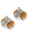 Alpha Pots Linear B250k Tone Potentiometer for Electric Guitars and Basses with 6mm Split Shaft, fixing nut and washer visible.