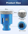 Blue Amazon vacuum-brazed diamond hole saw for porcelain tile, 1-1/2 in diameter, 5/8-11 thread.