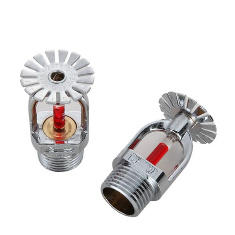 Top Notch Quick Response Fire Sprinkler Heads 6 Pack Half Inch Standard Thread 155 Degree Activation Polished Chrome Copper Alloy With Wrench For Home And Garage No Fuss Setup close-up view with polished chrome finish.