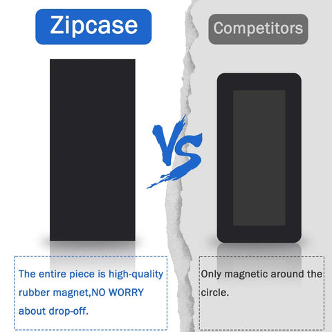 Comparison of Zipcase magnetic cover and competitor, highlighting full magnetic coverage for Six Pack Magnetic Vent Covers For Home HVAC 5.5 By 12 Inches