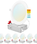 Ultra Thin 6 Inch LED Recessed Light Kit With 14W Dimmable Wet Rated Wafer Lights, 5 Color Temp Options, 6 Pack Display