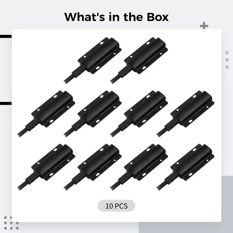 Press To Open Cabinet Latch Kit 10 Pcs Aluminum Alloy Cabinet Catch For Drawers And Doors Black Finishes Adhesive Mount