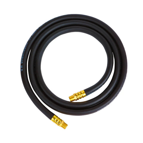 Built Like A Tank Twin Pack Air Compressor Lead Hose 3/8 X 10 Feet with solid brass fittings, flexible black hybrid rubber.