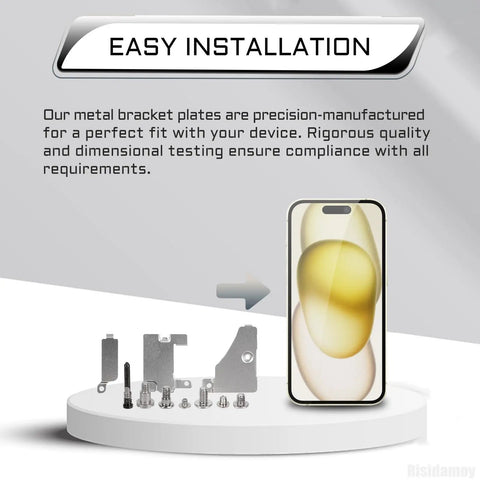 Smooth Swap Hardware Fix For iPhone 15 Packing A Full Screw Set And Rugged Metal Bracket Replacement Plate for easy installation and secure fitting.