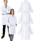 Three Piece Unisex Pro Lab Coat Set For Women And Men, Long White Medical Coat For Doctors and Students, Bulk Pack of 3, Size Medium