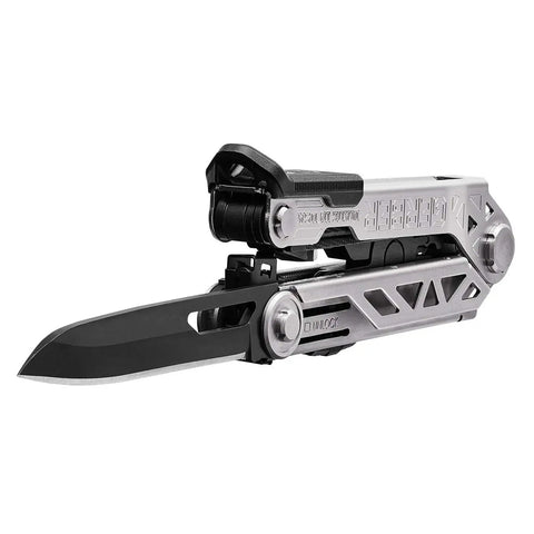 Center Drive Multitool With 12 Piece Bit Set Outboard Knife Pliers Pry Bar Bottle Opener And Awl Includes Pro Grade Sheath