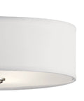 14 Inch 3 Light Semi Flush Mount Ceiling Light Fixture In Brushed Nickel With Satin Etched White Diffuser And White Microfiber Shade