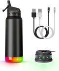 2 Pack USB Charger Cable Dock for Hidrate Spark Pro Water Bottle Replacement Cord With Steel Tumbler Compatibility Premium ABS PVC Wire For Stable Power And Quick Top Ups displayed with accessories and smart water bottle.