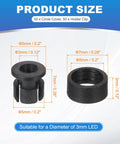3mm LED Holder Kit Set with 50Pcs Plastic Clip Mount Bracket Circle Cover Bezel for 3mm LED, black ABS, 5mm hole