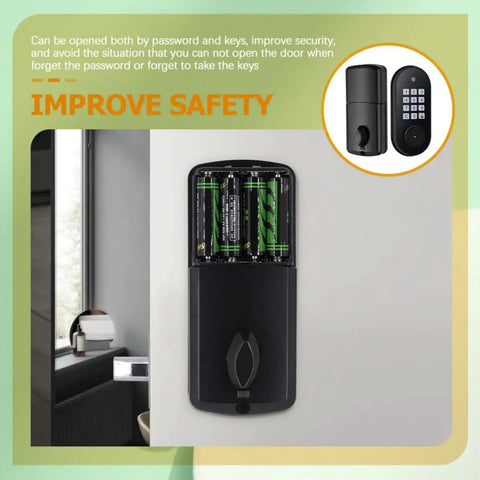 Ditch The Keys Forever With This Keyless Entry Electronic Keypad Deadbolt Lock Built For Wooden Doors Quick Plug And Play Setup Delivers Solid Security Without The Headache battery compartment view