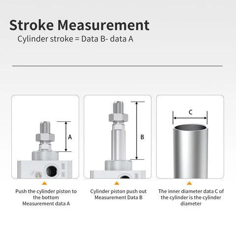 Stroke measurement diagram for Beefy Heavy Duty Double Acting Aluminum Pneumatic Air Cylinder 2 Inch Bore, 6 Inch Stroke