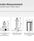 Stroke measurement guide for Double Acting Aluminum Pneumatic Air Cylinder 2 Inch Bore 8 Inch Stroke For Industrial Automation SC50X200 PT1/4 Thread