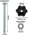Dimensions of Eight Set T Track Knob Kit With Heavy Duty Galvanized Iron Screws And Black Hex Nuts Plus Galvanized Washers For Woodworking