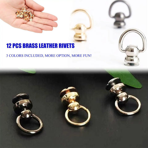 Heavy Duty Brass Ball Studs And Smooth Rotating D Rings To Freshen Up Your Leather Totes Wallets And Phone Covers For Dope Diy Hardware Builds Now, 12 pack with various colors.