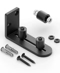 Adjustable Sliding Barn Door Floor Guide With Flat Bottom Design In Black 1 Piece Heavy Duty Steel Rail Nylon Roller for durability