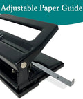 Workhorse Adjustable 3 Hole Punch for 30 Sheets Heavy Duty Steel Hole Puncher With Removable Chip Tray Precise Paper Guide Black Metal