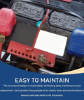 Two Piece Copper Plated Battery Terminal Clamps With Protective Cover And Quick Release Positive Negative Car Battery Connectors Insulated PVC Shell Beefy Heavy Duty Universal Fit For Cars Trucks SUVs shown installed on car battery.