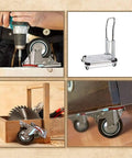 8 Pack 3 Inch Swivel Caster Wheels With Double Brakes Heavy Duty Over 300 Lb Capacity Per Wheel Non Skid No Mark Smooth Rolling Carts And Dollies Replacement, installed on dolly