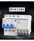 Heavy Duty Dual Protection Circuit Breaker With Integrated Overload And Short Circuit Safety Switch For Home And Workshop Panels, 63A, 3P+N design.